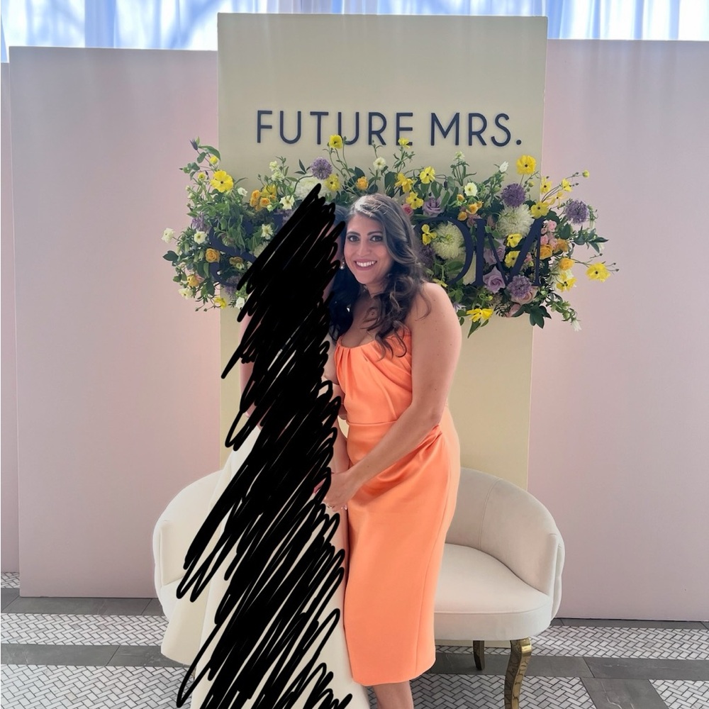 House of CB Alora strapless stretch satin Midi Dress (tangerine)